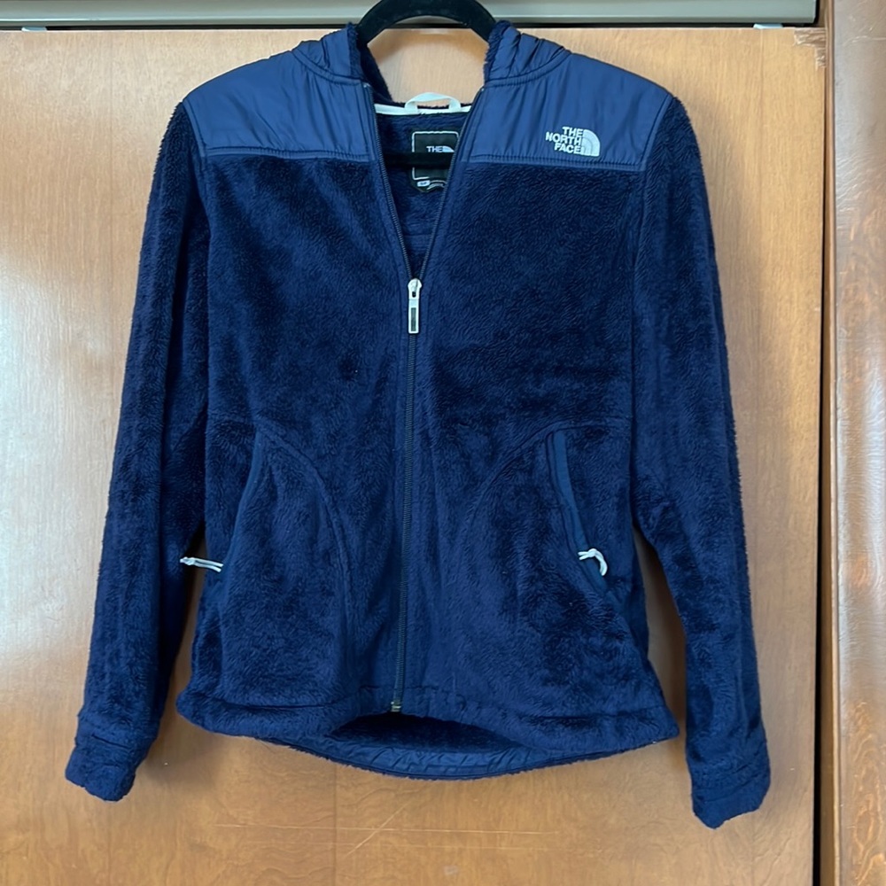 North Face Navy Blue Oso Hooded Fuzzy Jacket